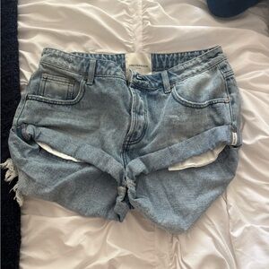 One Teaspoon Blue Distressed Jean Shorts